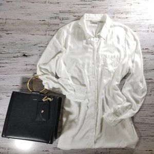 Noisy May Button Up Long Sleeve Dress | White | M